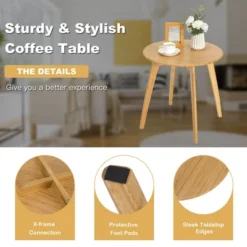 Costway Natural Round End Table Modern Stylish Side Table W/ 20'' Round Tabletop -HOMCOM Store GUEST 6b18a880 f0aa 46ca 9e5d 59b6f59b582f