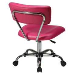 Vista Chrome And Vinyl Desk Chair Pink - OSP Home Furnishings
