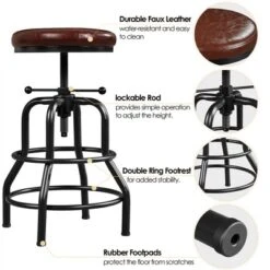 Yaheetech Industrial Counter Height Faux Leather Bar Stool Swivel -HOMCOM Store GUEST 6b7cba46 85a8 4c46 80ae 7b1a141c1fe7