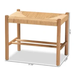 Saura Wood Hemp Accent Bench Oak Brown - Baxton Studio -HOMCOM Store GUEST 6bb854ee a0ab 4978 b8b9 87d8967bb6e4