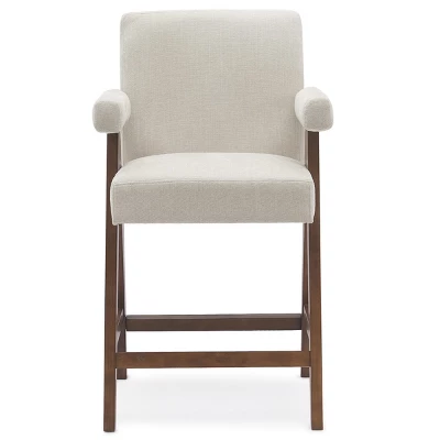 Set Of 3 Morgan 25.5" Height Upholstered Seat And Back Counter Stools With Upside Down "V" Shape Design Solid Wood Legs-The Pop Maison 4 Set Of 3 Morgan 25.5" Height Upholstered Seat And Back Counter Stools With Upside Down "V" Shape Design Solid Wood Legs-The Pop Maison - Image 2