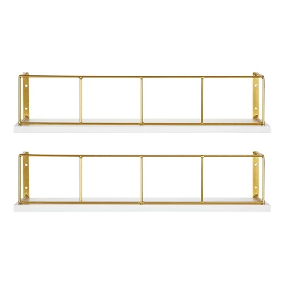 2pk 18" Benbrook Wood And Metal Wall Shelf Set White - Kate & Laurel All Things Decor 3 2pk 18" Benbrook Wood And Metal Wall Shelf Set White - Kate & Laurel All Things Decor