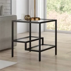 Metal Two Tier Side Table In Black - Henn&Hart