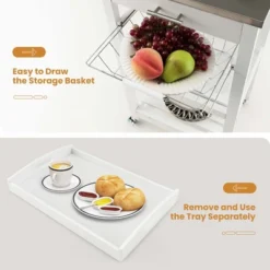Costway Compact Kitchen Island Cart Rolling Service Trolley With Stainless Steel Top Basket -HOMCOM Store GUEST 6d12b3d7 0480 4e1e bf51 084fc2612c3c