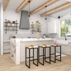 Industrial Cowhide And Metal Bar Height Stool Brown - Olivia & May -HOMCOM Store GUEST 6f6f2ed4 87d8 4046 a21b 29a71afdc5bd