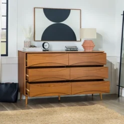 Mid-Century Modern Contoured 6 Drawer Dresser - Saracina Home -HOMCOM Store GUEST 6fead62f 7409 4ab1 a4ea 29860158a949