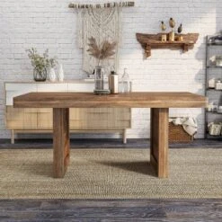 68" Hoverton Rectangle Mango Wood Dining Table Warm Natural Tone - Furniture Of America -HOMCOM Store GUEST 7036a9ed 6c62 4745 b431 5d18fc9e3982