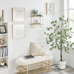 20" 2 Tier Warm Metal Hanging Bracket Wall Mounted Shelf Gold - Danya B. -HOMCOM Store GUEST 71d9866b 148f 452c 9678 5feb38e880de