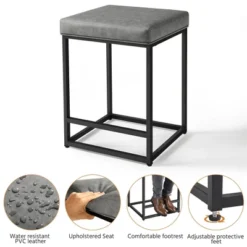 Yaheetech 24" H Backless Upholstered Bar Stools Set Of 2 For Kitchen Counter -HOMCOM Store GUEST 7201b464 9873 40d0 9e5c 1e4b1e4113f4