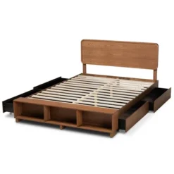 4 Drawer Vita Modern Transitional Wood Platform Storage Bed Walnut/Brown - Baxton Studio -HOMCOM Store GUEST 7224c070 f5c0 421e be19 c7ae05d8a8e5