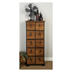 Wood 10 Drawer Footed Chest Olivia & May