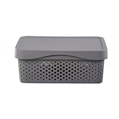 HANAMYA 11 Liter Stackable Lidded Storage Container Multipurpose Bins With Handles For Home And Office Organization, Gray (Set Of 6) 3 HANAMYA 11 Liter Stackable Lidded Storage Container Multipurpose Bins With Handles For Home And Office Organization, Gray (Set Of 6)