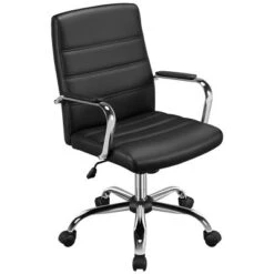 Yaheetech Mid-Back Office Chair With Arms 360° Swivel PU Leather Office Executive Chair -HOMCOM Store GUEST 72ec9274 f856 40f6 83c9 071be5d14ce6