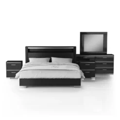 5pc Shorehaven Bedroom Set With 2 Nightstands Black/Chrome - MiBasics -HOMCOM Store GUEST 73674b9c 4962 4fa9 b9e0 45310873ffe5