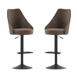 Flash Furniture Chrishelle Set Of 2 Commercial Adjustable Height Barstools With Upholstered Tufted Seats And Pedestal Base With Footring, Black -HOMCOM Store GUEST 736eeb45 1b49 4f14 8210 b2cd0d4bf08d