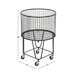 Industrial Metal Storage Cart Round Black CosmoLiving By Cosmopolitan -HOMCOM Store GUEST 739a6b41 534a 4e70 b5a8 c9dc895d8f9b