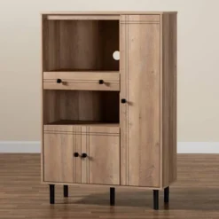 Patterson 1 Drawer Kitchen Storage Cabinet Walnut - Baxton Studio -HOMCOM Store GUEST 73c8ff51 3836 40b6 89e8 7893f0f0673d