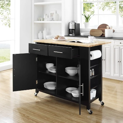 Savannah Wood Top Drop Leaf Kitchen Island/Cart - Crosley 4 Savannah Wood Top Drop Leaf Kitchen Island/Cart - Crosley - Image 2