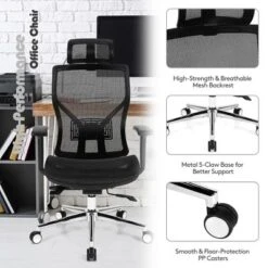 Costway Ergonomic Office Chair High-Back Mesh Chair W/Adjustable Lumbar Support -HOMCOM Store GUEST 74647328 76ca 47e8 af88 2795517ac313