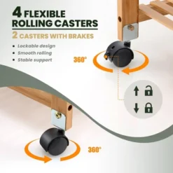Costway 4-Tier Kitchen Serving Trolley Cart Mobile Bamboo Storage Shelf Lockable Casters -HOMCOM Store GUEST 74abf9a9 e294 4c13 8a4e 091c5a169bef