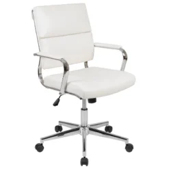 Merrick Lane Ergonomic Swivel Office Chair Panel Style Mid-Back Computer Desk Chair With Padded Metal Arms & Base -HOMCOM Store GUEST 74d0b96d 0718 4195 9fd2 0c00c35ec48d