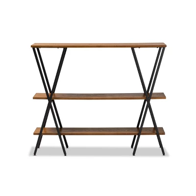 Norton Rustic And Industrial Wood And Black Metal Console Table Walnut Brown - Baxton Studio 3 Norton Rustic And Industrial Wood And Black Metal Console Table Walnut Brown - Baxton Studio