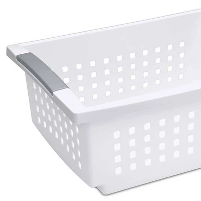 Sterilite Medium Sized Stackable Storage Bin And Organization Basket With Flip Down Accent Rails For Home And Household Organization, White (30 Pack) 3 Sterilite Medium Sized Stackable Storage Bin And Organization Basket With Flip Down Accent Rails For Home And Household Organization, White (30 Pack) - Image 2