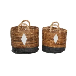 2pk Banana Leaf Storage Baskets Brown/Black - Olivia & May -HOMCOM Store GUEST 766fbcb7 66f2 4686 9bc1 2a5c97c11312