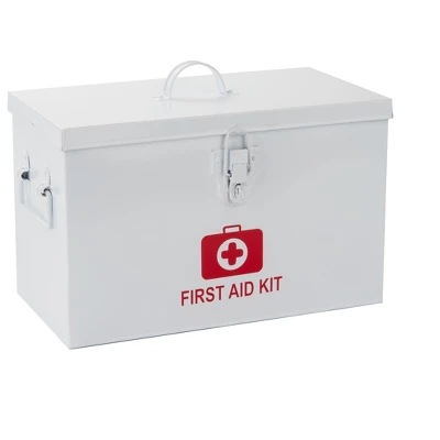 Mind Reader First Aid Storage Box With Handles, White 6 Mind Reader First Aid Storage Box With Handles, White - Image 4