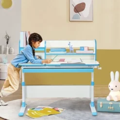 Costway Adjustable Height Kids Study Desk Drafting Table Computer Station PinkBlue 15 Costway Adjustable Height Kids Study Desk Drafting Table Computer Station PinkBlue -HOMCOM Store GUEST 7787394f 3f37 4972 8bf4 a294f81752ed