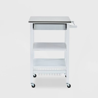 Hennington Kitchen Cart With Stainless Steel Top White - Boraam 4 Hennington Kitchen Cart With Stainless Steel Top White - Boraam - Image 2