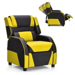 Costway Kids Youth Gaming Sofa Recliner W/Headrest & Footrest PU Leather YellowWhiteBluePink -HOMCOM Store GUEST 78086020 4c46 429d 81ed a3240ad3b0ba