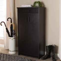 Bienna Modern And Contemporary Finished Shoe Cabinet Dark Brown - Baxton Studio -HOMCOM Store GUEST 78178a4c f5c0 4d3a a243 efa028399c1f