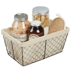 MDesign Medium Chicken Wire Basket With Fabric Liner -HOMCOM Store GUEST 783c93dd f547 4a42 9d0f 7573817a1050