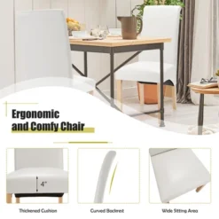 Set Of 2 Dining Chairs Upholstered Padded Side Chairs W/ Rubber Wood Legs BlackBeige -HOMCOM Store GUEST 78f9d0ee aea8 4b09 b807 a8f8f5ac66ae