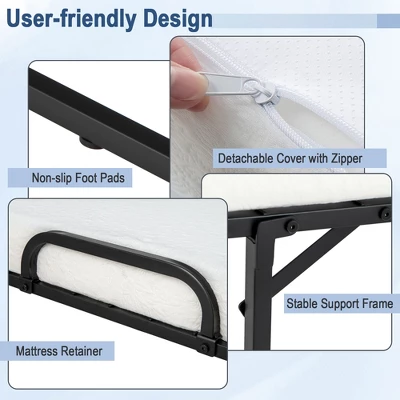 Costway Heavy Duty Foldable Bed Metal Guest Bed Daybed W/ 4 Inch Mattress Memory Foam 11 Costway Heavy Duty Foldable Bed Metal Guest Bed Daybed W/ 4 Inch Mattress Memory Foam - Image 9