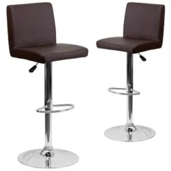Emma And Oliver 2 Pack Contemporary Vinyl Adjustable Height Barstool With Panel Back And Chrome Base -HOMCOM Store GUEST 7a8276ec 666d 451b 91f7 a176e21e6fbe