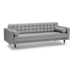 Somerset Velvet Mid-Century Modern Sofa Gray - Armen Living