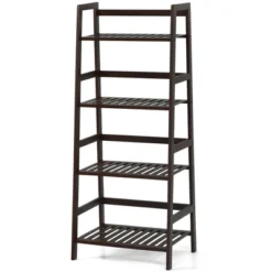 Costway 4-Tier Bamboo Ladder Shelf Plant Display Stand Rack Bookshelf Dark Brown -HOMCOM Store GUEST 7c24f442 1006 4afe 8551 db977eeb02dc