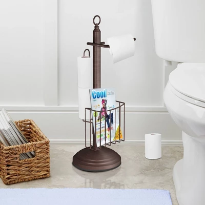 Freestanding Toilet Tissue Holder With Storage Bronze - Nu Steel 3 Freestanding Toilet Tissue Holder With Storage Bronze - Nu Steel