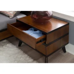 Mid-Century Modern 2 Drawer Nightstand Walnut - Linon -HOMCOM Store GUEST 7c9f0ea2 016b 4e4f aa99 0bf80e125aee