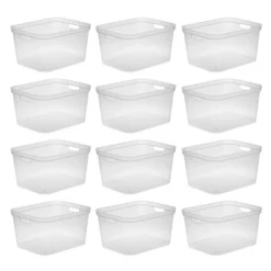Sterilite 8.25x12.25x15 Inch Modern Polished Storage Bin W/ Comfortable Carry Through Handles & Banded Rim For Household Organization, Clear -HOMCOM Store GUEST 7cf359f8 cace 4d11 8dd5 ecbb539c50e4