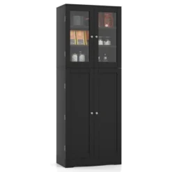 Costway Tall Storage Cabinet Kitchen Pantry Cupboard With Tempered Glass Doors & Shelves Black/White -HOMCOM Store GUEST 7d28cfd6 e4cb 49bf bb89 e80874f61da2
