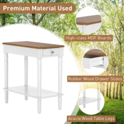 Costway 2-tier End Side Narrow Table Nightstand W/ Drawer For Living Room Bedroom -HOMCOM Store GUEST 7d50b21e ab6b 4304 b7cf df260cd0152b