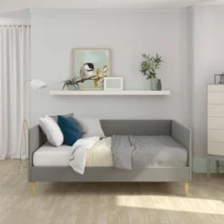 Queen Fabio Mid-Century Daybed Queen Gray Linen - Room & Joy -HOMCOM Store GUEST 7d9df3ad 7e7e 4493 a76a 844e6df404ca