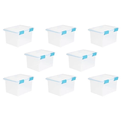 Sterilite 32 Quart Stackable Clear Plastic Storage Tote Container With Blue Gasket Latching Lid For Home And Office Organization, Clear 11 Sterilite 32 Quart Stackable Clear Plastic Storage Tote Container With Blue Gasket Latching Lid For Home And Office Organization, Clear - Image 9