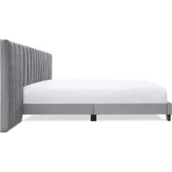 Gramercy Channel Tufted Upholstered Bed Gray Velvet - Finch -HOMCOM Store GUEST 7f0b6e0c b677 4692 be06 bab61720f8af