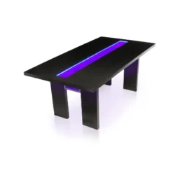 7pc Stevenson Glass Insert Open Shelf W/Led Lights Dining Table Set Black - HOMES: Inside + Out -HOMCOM Store GUEST 7f0d2339 2ed9 4d4e 9497 28c297fa559d