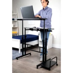 Black Rolling Sitting/Standing Desk With Side Storage - Mind Reader -HOMCOM Store GUEST 7f0d4615 af39 467a b014 d055232d2ac1