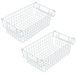 Set Of 2 Storage Bins - Basket Set For Toy, Kitchen, Closet, And Bathroom Storage - Medium Shelf Organizers With Handles By Home-Complete (White) -HOMCOM Store GUEST 7f8c711f 3a5d 4f46 b231 1fde9422cd58